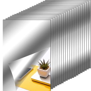 Zonon Hojas de espejo flexibles autoadhesivas sin vidrio, azulejos de espejo para decoración de