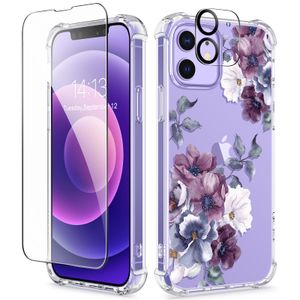 GVIEWIN Funda para iPhone 12 y iPhone 12 Pro con protector de pantalla + protector de lente de