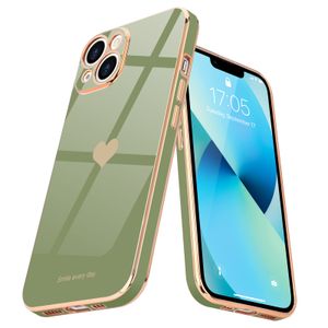 Teageo Funda de iPhone 13 Pro, mujer y niña, corazón bonito, chapado brillante, cubierta trasera