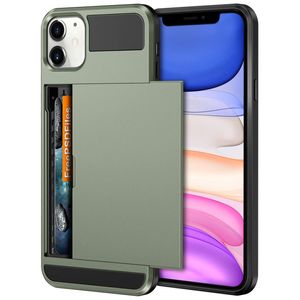 Vofolen - Funda para iPhone 11 con tarjetero, ranura para tarjeta de crédito, puerta corredera,