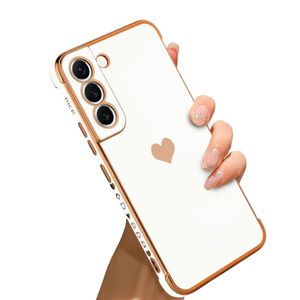 Bonoma Funda compatible con Samsung Galaxy S21 con chapado en corazón de amor, galvanizado, elegante