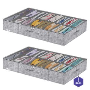 Friday Monkey Organizadores resistentes para almacenamiento de zapatos debajo de la cama, paquete de