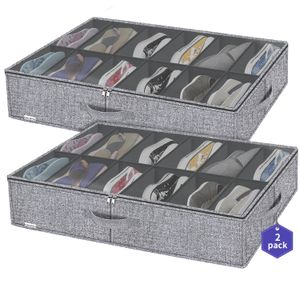 Friday Monkey Organizadores resistentes para almacenamiento de zapatos debajo de la cama, paquete de