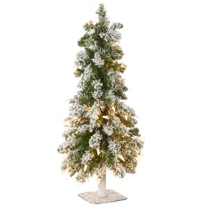 National Tree Company Mini árbol de Navidad artificial preiluminado | Incluye luces blancas