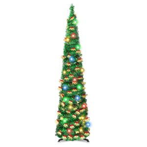Árboles de Navidad de 5 pies con 90 luces LED, árbol de Navidad plegable de lentejuelas