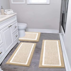 Pauwer Juego de 3 alfombras de baño, antideslizantes, absorbentes, de microfibra suave, absorbente,