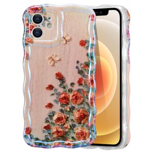 EYZUTAK Funda para iPhone 13 Pro Max, colorida pintura al óleo retro impresa flor patrón brillante