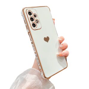 phylla Compatible with Samsung Galaxy A12 6.5” Phone Case, Cute Love Heart Gold Plating Edge Luxury