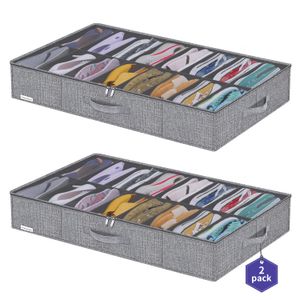 Friday Monkey Organizadores resistentes para almacenamiento de zapatos debajo de la cama, paquete de