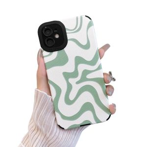 Sayoaho Funda diseñada para iPhone 14 Pro Max, piel sintética suave TPU y bonito arte ondulado