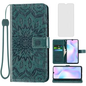 Funda de teléfono para Xiaomi Redmi 9A Redme 9i Wallet Carcasas con protector de pantalla de vidrio