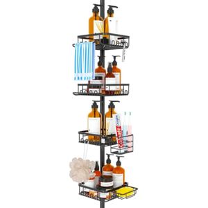 Organizador de esquina para baño, diseño inoxidable inoxidable, 4 estantes grandes de ducha y 2