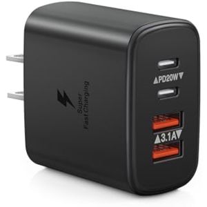 Bloque de cargador de pared USB C, 40 W, 4 puertos, bloque de carga rápida tipo C, adaptador de