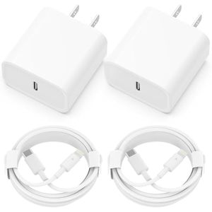 Cargador para iPhone [certificado MFi] Paquete de 2 adaptadores de carga rápida de pared PD de 20 W