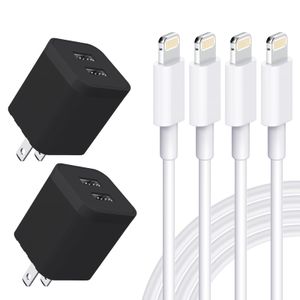 Cargador de pared USB, con certificación Apple MFi, cable Lightning de 6 pies (4 unidades) de carga