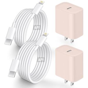 Cargador rápido para iPhone 13 y 14, paquete de 2 cargadores de iPhone PD de 20 W, cargador de pared