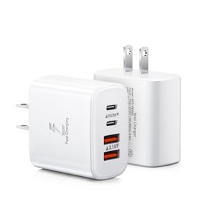 Bloque de cargador de pared USB C, 40 W, 4 puertos, bloque de carga rápida tipo C, adaptador de