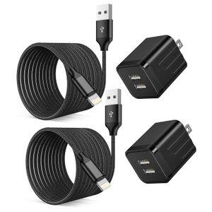 Cargador rápido para iPhone, paquete de 2 cargadores de pared USB [certificado Apple MFi] cargador