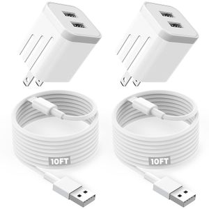 Cargador rápido para iPhone, paquete de 2 cargadores de pared USB [certificado Apple MFi] cargador