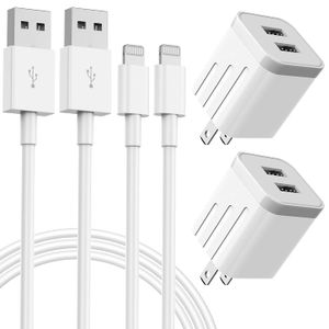 Cargador rápido para iPhone, paquete de 2 cargadores de pared USB [certificado Apple MFi] cargador