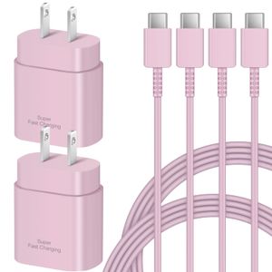 Cargador rápido USB C para Samsung 25W tipo C, paquete de 2 bloques de cargador rápido de pared con