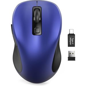 Trueque Mouse inalámbrico para laptop, mouse ergonómico de computadora de 2.4 GHz con botones de