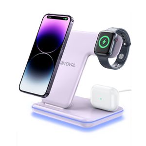 Intoval Charging Station for Apple iPhone/iWatch/Airpods, 3 in 1 Wireless Charger for