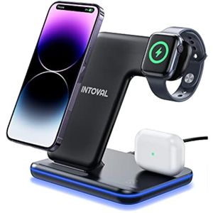 Intoval Charging Station for Apple iPhone/iWatch/Airpods, 3 in 1 Wireless Charger for