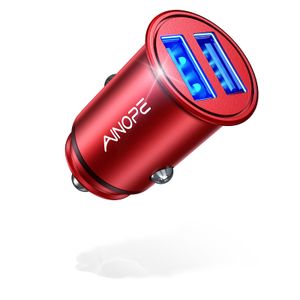 AINOPE - Cargador de coche, puerto USB de metal de 4.8 A, cargador de coche de carga rápida,