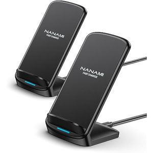 NANAMI Cargador inalámbrico [2 unidades] – Soporte de carga inalámbrica rápida con certificación Qi
