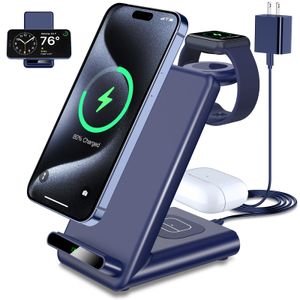 Estación de carga inalámbrica, soporte de carga inalámbrico 3 en 1 hecho para Apple Watch Ultra 9 8