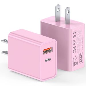Bloque de cargador de pared USB C de 20 W, paquete de 2 unidades de suministro de energía PD de