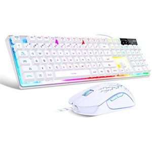 Combo de teclado y mouse para videojuegos de computadora, teclado con retroiluminación de arcoiris