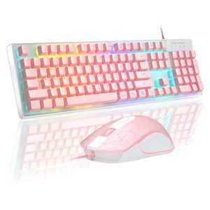 Combo de teclado y mouse para videojuegos de computadora, teclado con retroiluminación de arcoiris