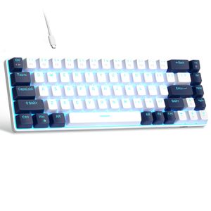 MageGee MK-Box - Teclado mecánico portátil 60% para juegos, retroiluminación LED, compacto, 68