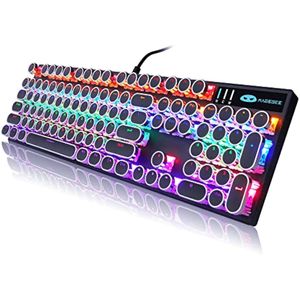 Camiysn Teclado mecánico para juegos estilo máquina de escribir, teclado retro punk negro con