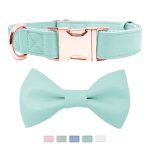 Collar de perro con pajarita de cuero suave, ajustable, bonito lazo [fácil de limpiar] con elegante