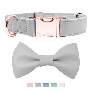 Collar de perro con pajarita de cuero suave, ajustable, bonito lazo [fácil de limpiar] con elegante
