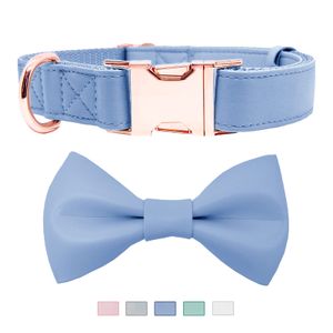 Collar de perro con pajarita de cuero suave, ajustable, bonito lazo [fácil de limpiar] con elegante