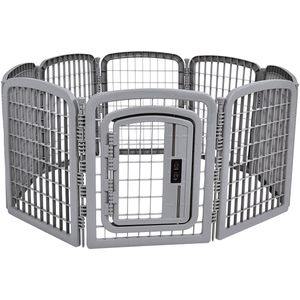 Amazon Basics Cerca de plástico para bolígrafos de 8 paneles con puerta, 59 x 58 x 28 pulgadas,