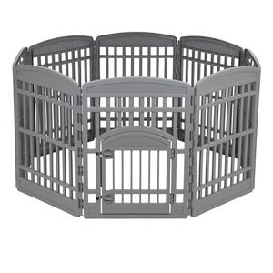 Amazon Basics Cerca de plástico para bolígrafos de 8 paneles con puerta, 59 x 58 x 28 pulgadas,