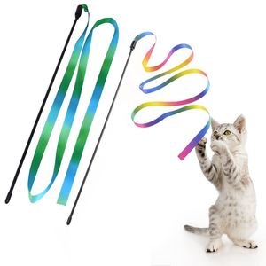 LASOCUHOO Juguetes interactivos de varita arcoíris para gatos, cuerda interactiva para gatos, cinta