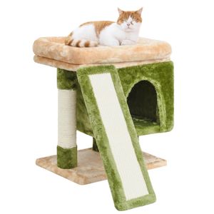 SYANDLVY Árbol pequeño para gatos de interior, torre para gatos con poste rascador, casa de