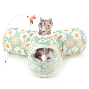Tubo de túnel para mascotas, juguetes plegables de 3 vías, túneles para gatos de interior, gatito