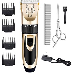 Kit de aseo para perros, de bajo ruido, silencioso eléctrico, recargable, inalámbrico, pelo de