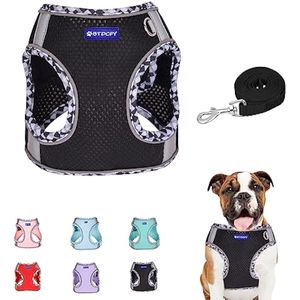 Juego de arnés y correa para perro de malla transpirable, reflectante, a prueba de escape, arnés
