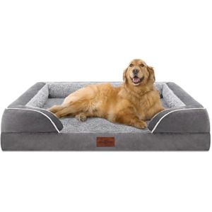 Camas ortopédicas impermeables de espuma para perros extragrandes, cama lavable con refuerzo para