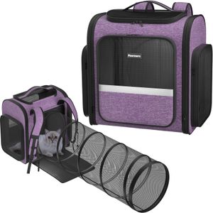 Mochilas transportadoras para gatos: Pawtners expandible+gato+mochila con malla transpirable,
