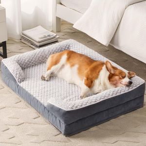 Cama ortopédica grande para perro, sofá cama para perro de gran tamaño con espuma de jaula de
