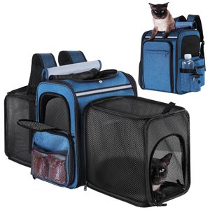 Mochila transportadora de viaje para mascotas, mochila transportadora de gatos de malla transpirable